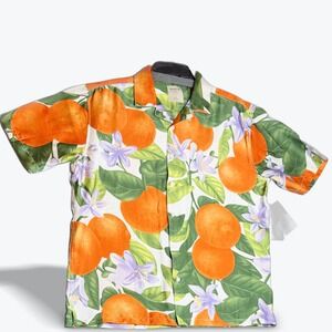 Massive Luxury NYC Camp Shirt Crinkle Mens Short Sleeved‎ Button Down Medium NEW